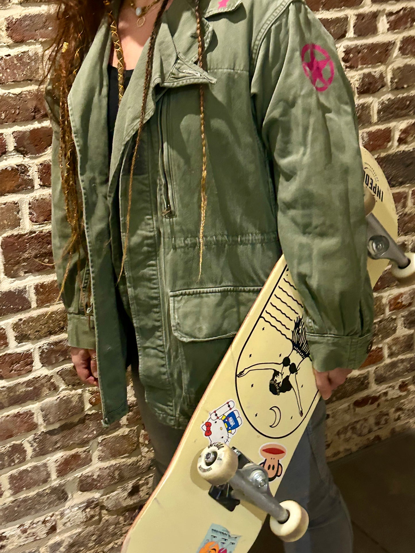 Veste militaire customisée FRIDA KHALO- Artisanat Made in France 🇫🇷