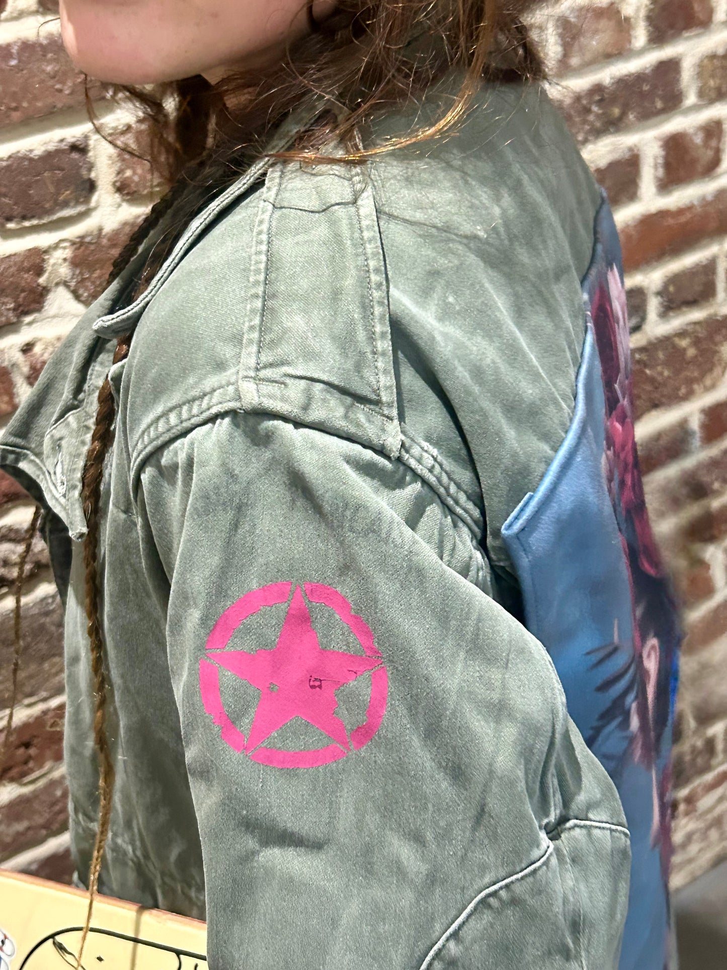 Veste militaire customisée FRIDA KHALO- Artisanat Made in France 🇫🇷