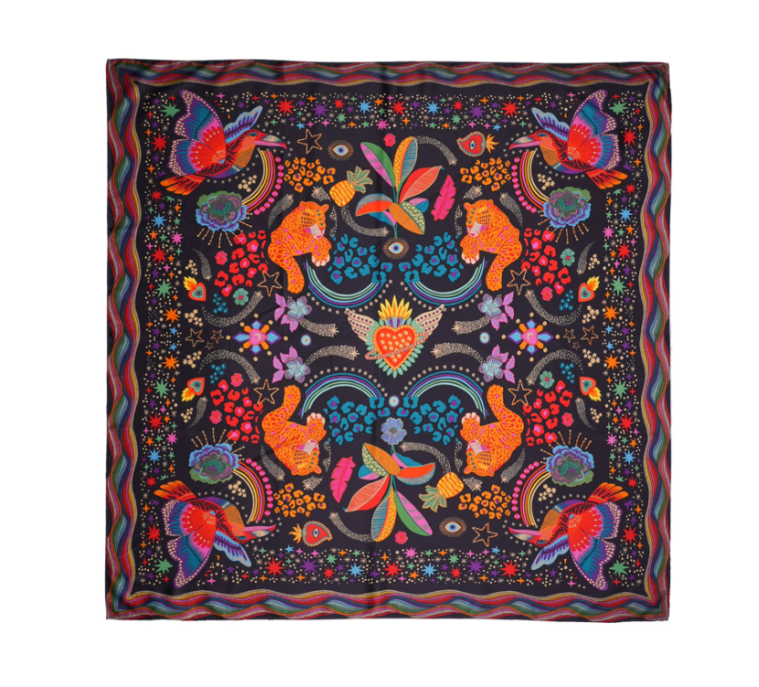 Foulard CRAZY WORLD noir _ Wild 🖤🧡💖💜