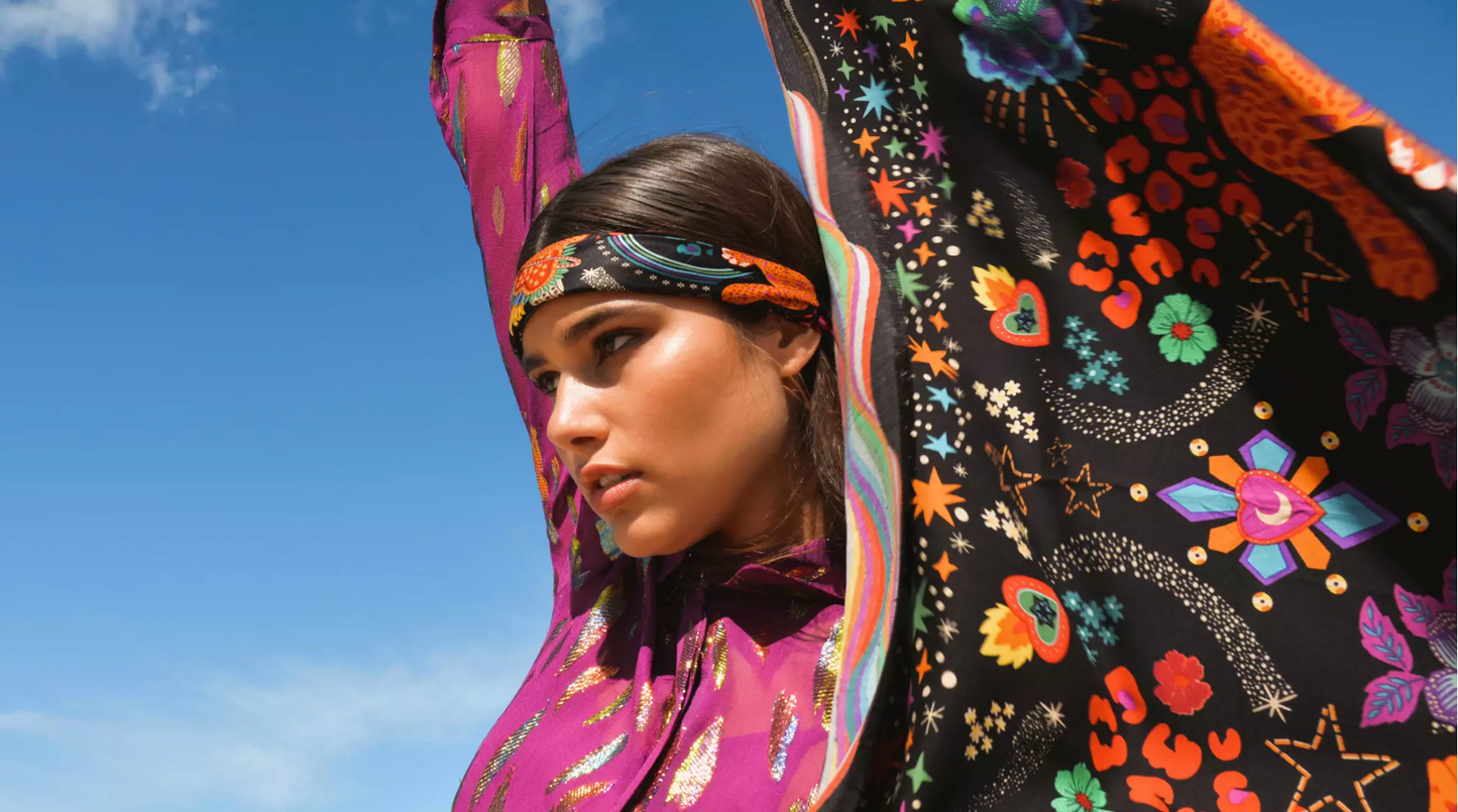 Foulard CRAZY WORLD noir _ Wild 🖤🧡💖💜