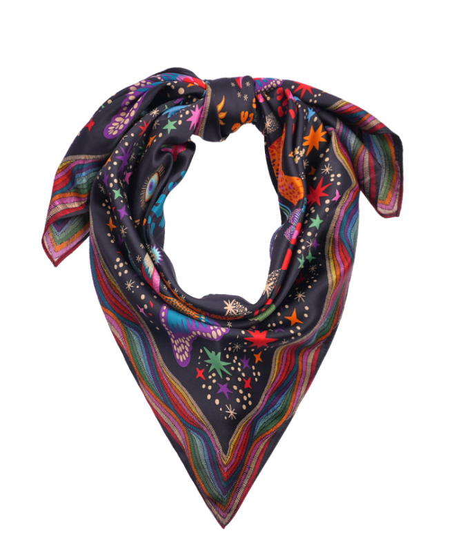 Foulard CRAZY WORLD noir _ Wild 🖤🧡💖💜
