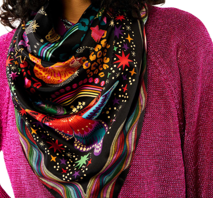 Foulard CRAZY WORLD noir _ Wild 🖤🧡💖💜