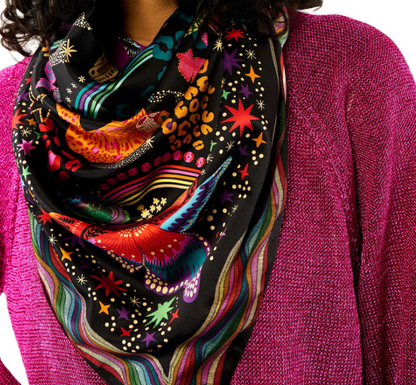 Foulard CRAZY WORLD noir _ Wild 🖤🧡💖💜